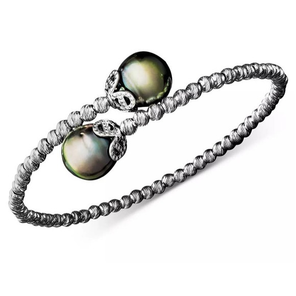 Macy's Pearl Bracelet, Sterling Silver Cultured Tahitian Pearl (9mm)